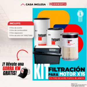 KIT FILTRACIÓN PARA MOTOR ISX FILTRO DE AIRE PAPEL BLANCO - KIT0024